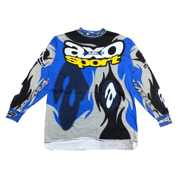 Vintage 90s AXO Sport AOP D Max Racing Motocross LS Shirt Men's Large Y2K Grunge - Picture 1 of 10